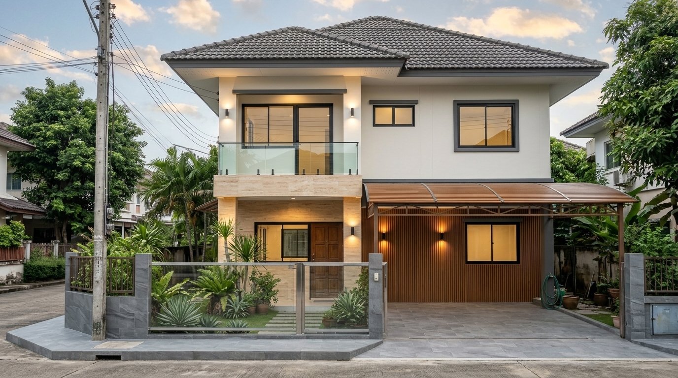 เทคนิคอัปเกรดหน้าบ้าน (Facade) และเลือกวัสดุทนแดดฝนเมืองไทยให้บ้านดูแพงขึ้นหลักล้าน + ใช้ AI ลองสีบ้านจริงใน 10 วินาที